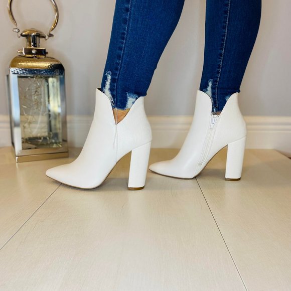 White Ankle Heeled Bootie - Picture 4 of 6